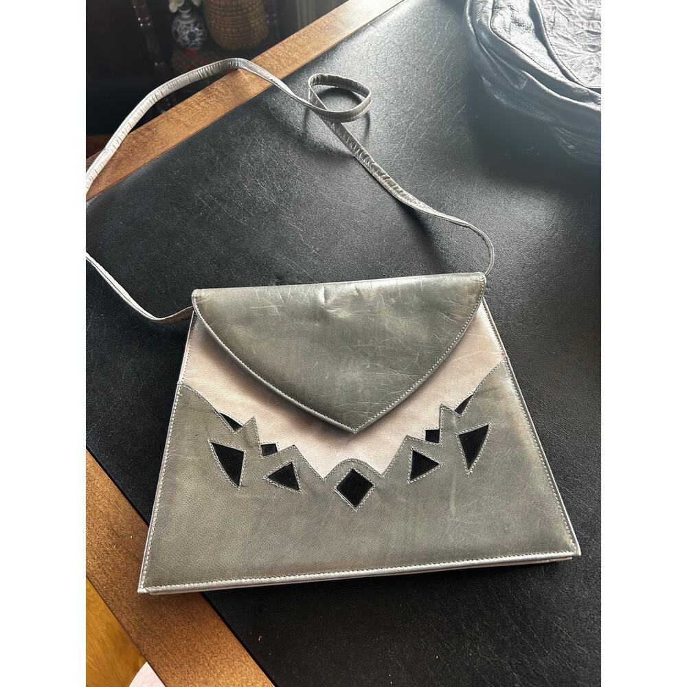 Vintage Stuart Weitzman Geometric Leather Shoulder Bag Made in Spain Avant Garde